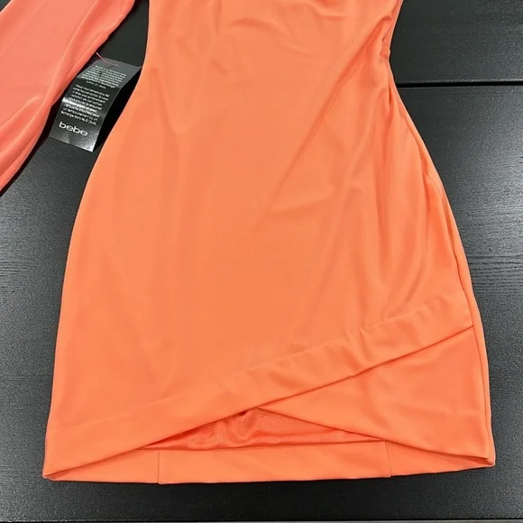 Bebe Single Sleeve Coral Mini Dress - XS - Picture 7 of 8